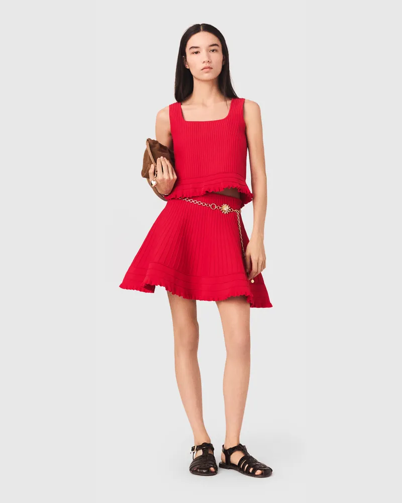 Maje Stricktop Mit Volants - Rot Rot