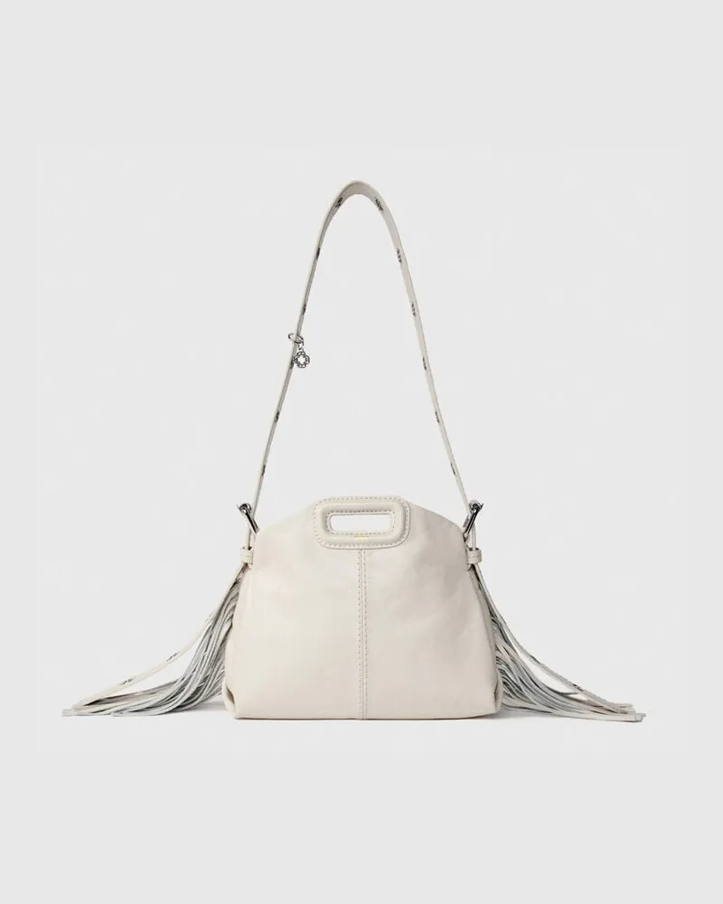 Maje Tasche Miss M Mini, Craquelé-leder - Weiß Weiß