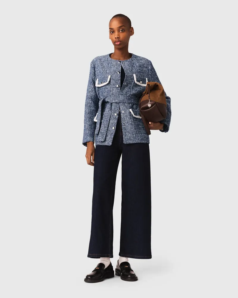 Maje Tweed-jacke Mit 4 Taschen - Blau Blau