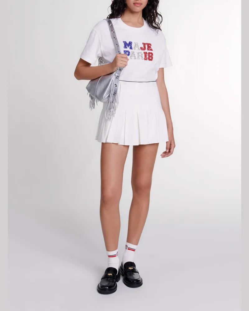 Maje Plissierter Hosenrock - Weiß Weiß