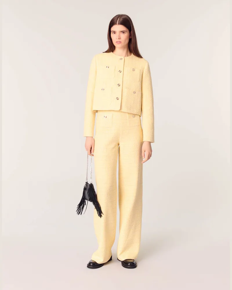 Maje Gerade Tweed-hose Mit Lurex - Gelb Gelb