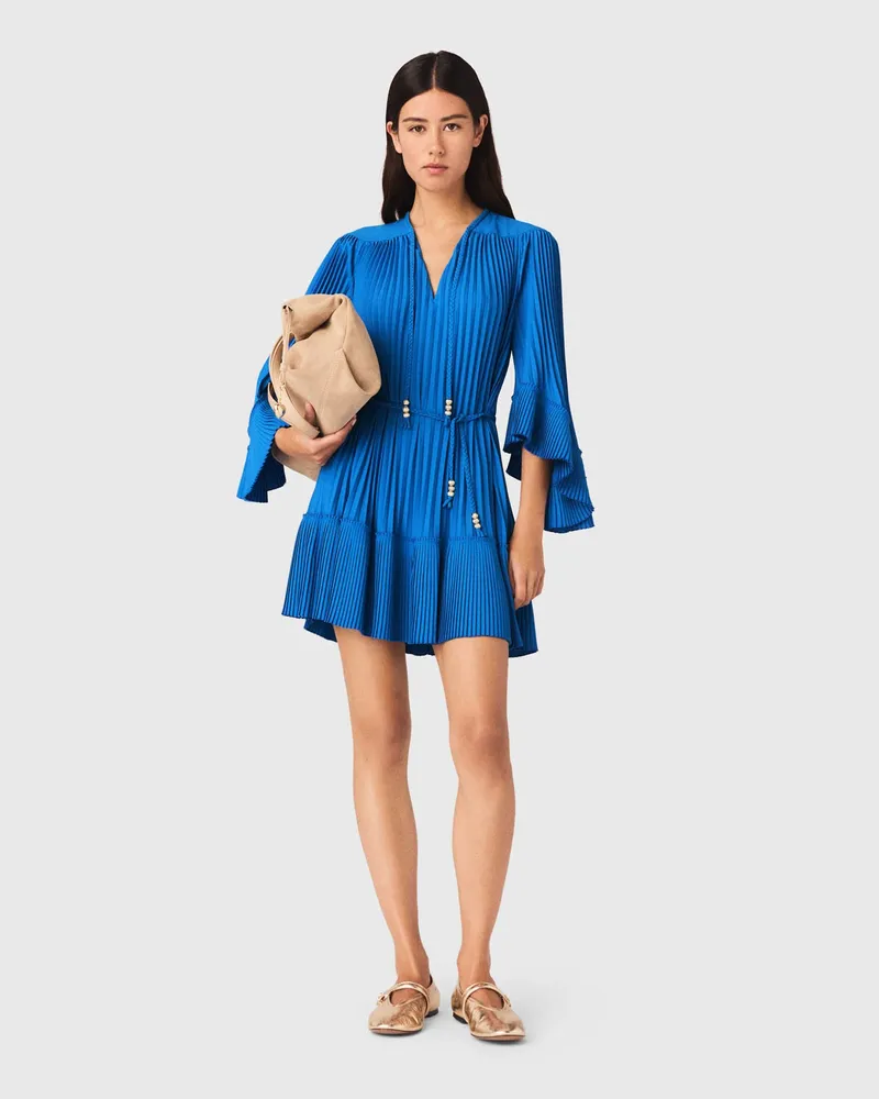 Maje Kurzes Plissiertes Kleid - Blau Blau