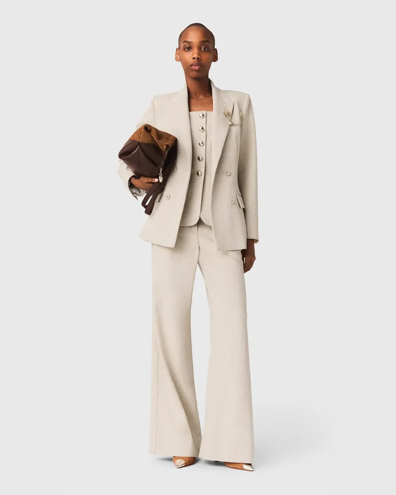 Maje Kostümjacke Mit Brosche - Beige Beige