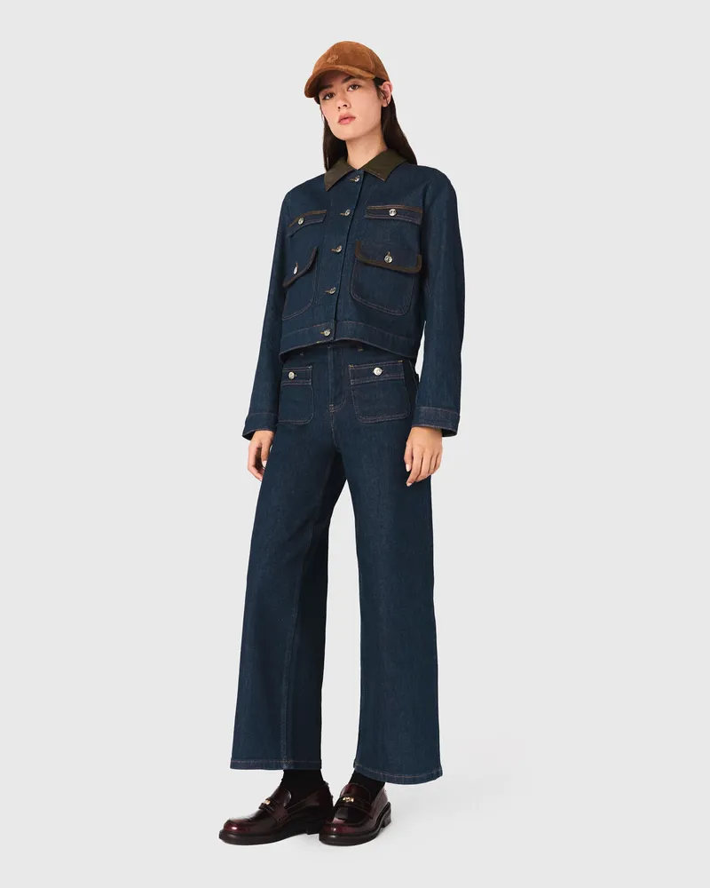 Maje Wide Jeans With Patch Pockets - Marineblau Marine