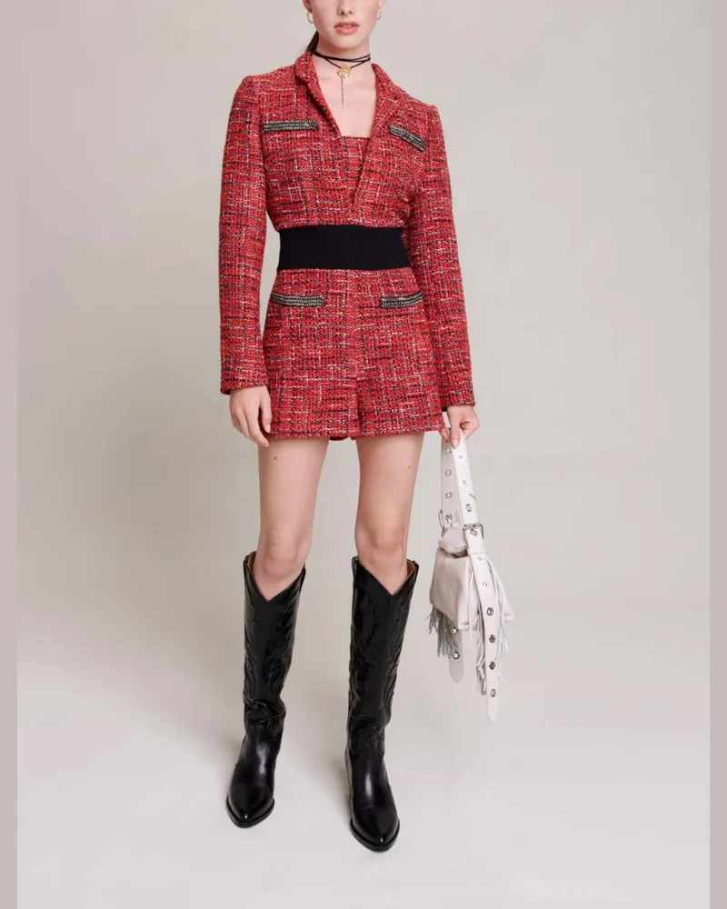 Maje Mono-shorts Aus Tweed - Rot Rot