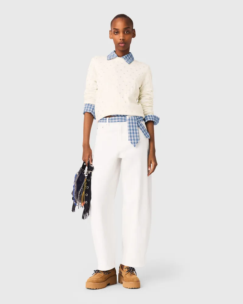 Maje Cardigan Mit Strassbesatz Vorne - Ecru Ecru