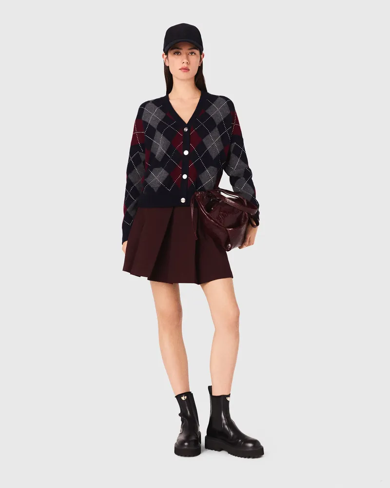 Maje Kurzer Cardigan Mit Argyle-muster - Marineblau Marine
