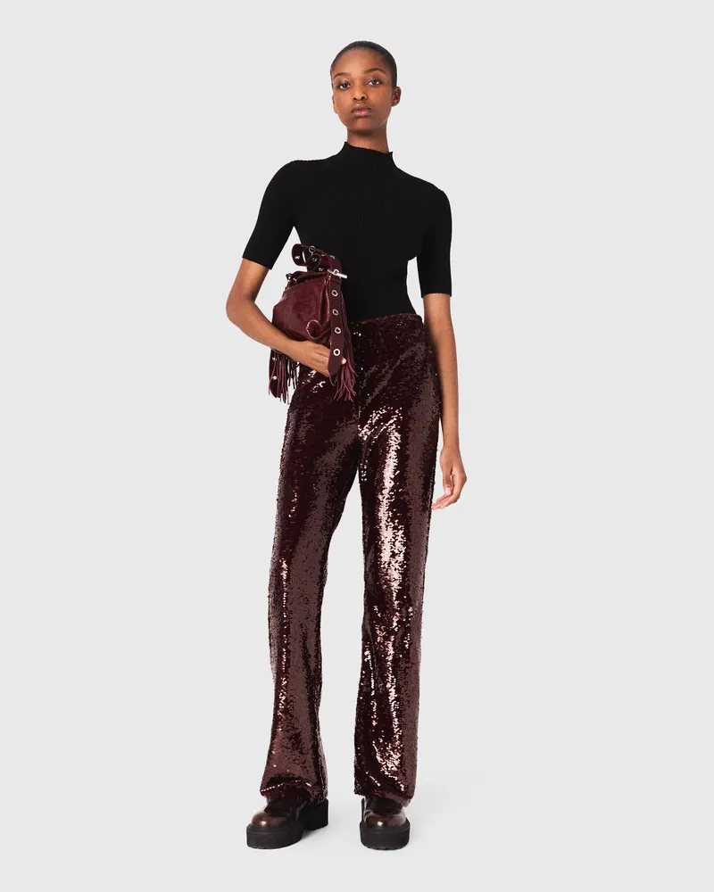 Maje Bestickte Hose Mit Pailletten - Rot Bordeaux Bordeaux