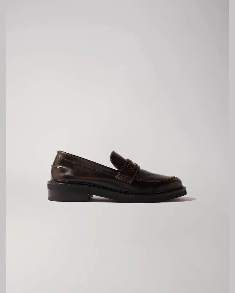 Maje Mokassins Aus Gebürstetem Leder - Dunkelbraun Dunkelbraun