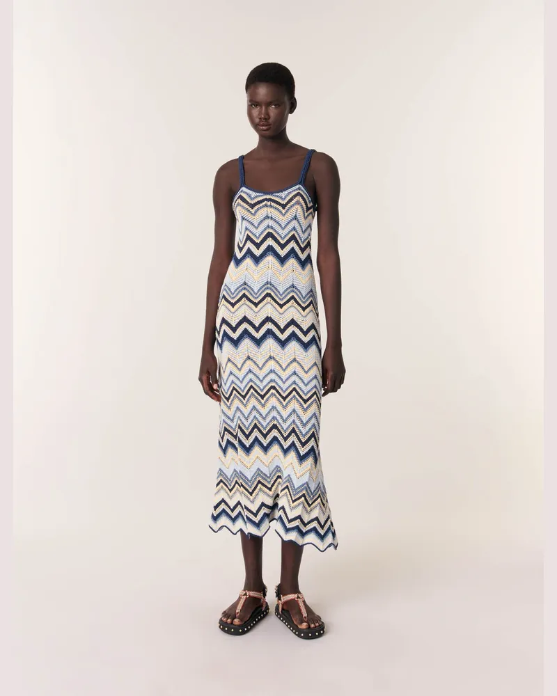 Maje Langes Häkelkleid - Blau/ecru Blau