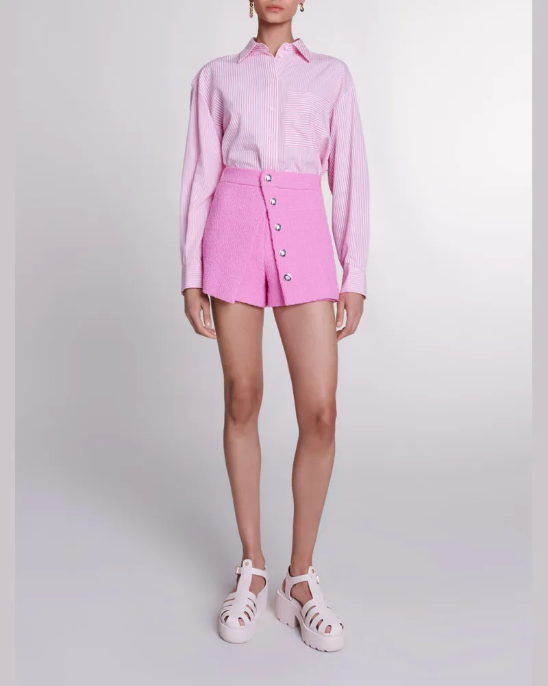 Maje Tweed-shorts Mit Schößchen - Rosa Rosa