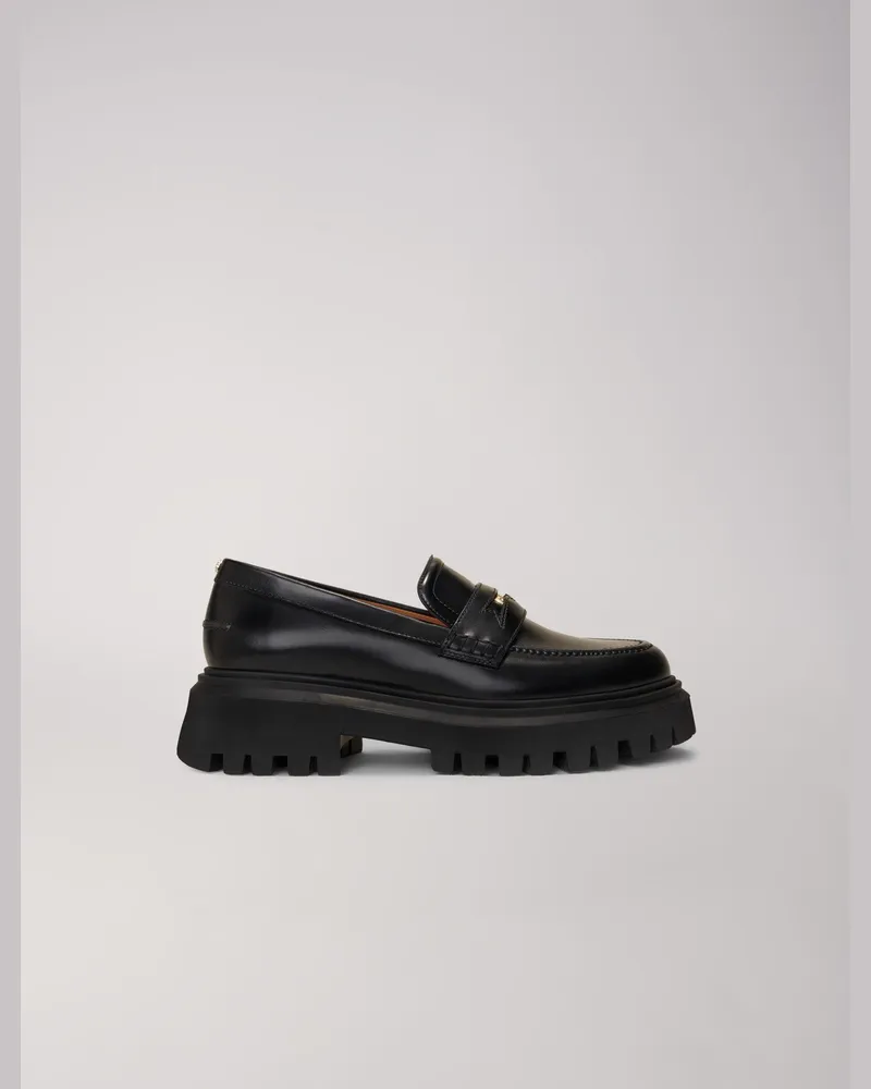 Maje Mokassins Aus Leder Mit Plateau - Schwarz Schwarz