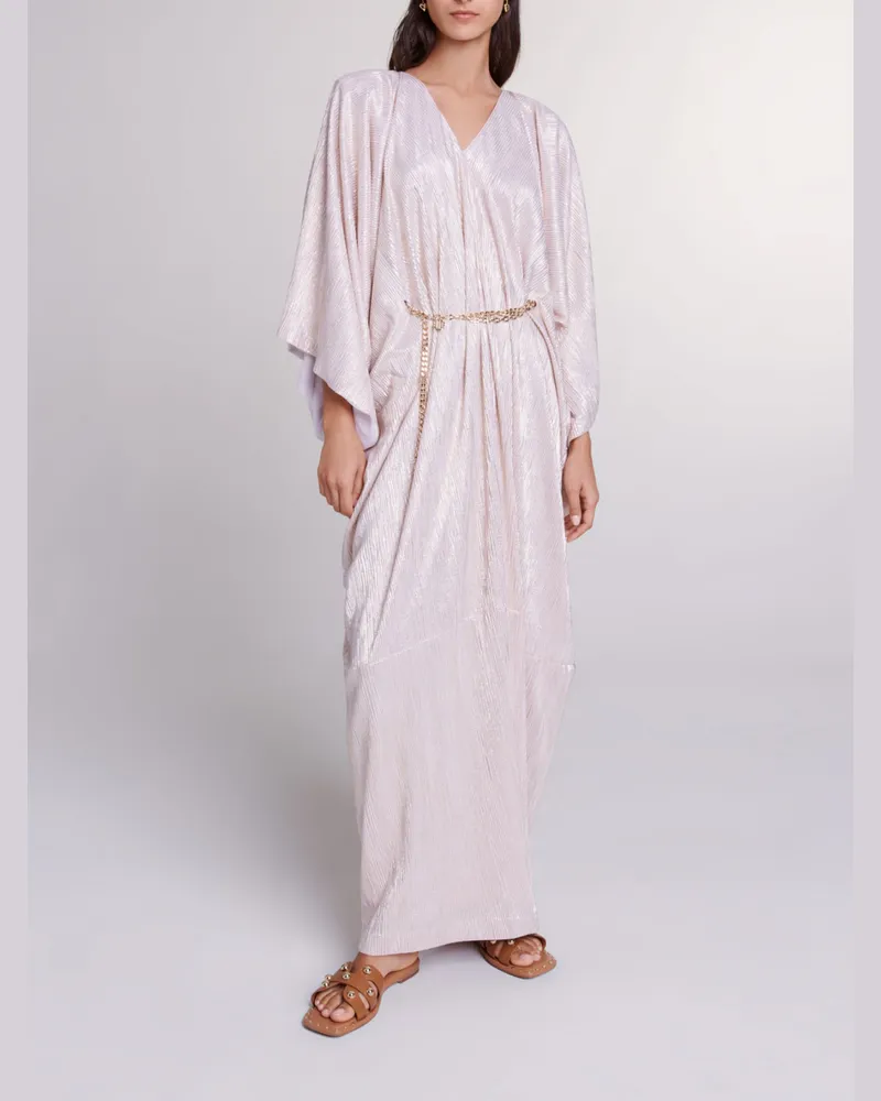 Maje Langes Kleid Mit Gürtel - Rose Clair/ Dore Rose