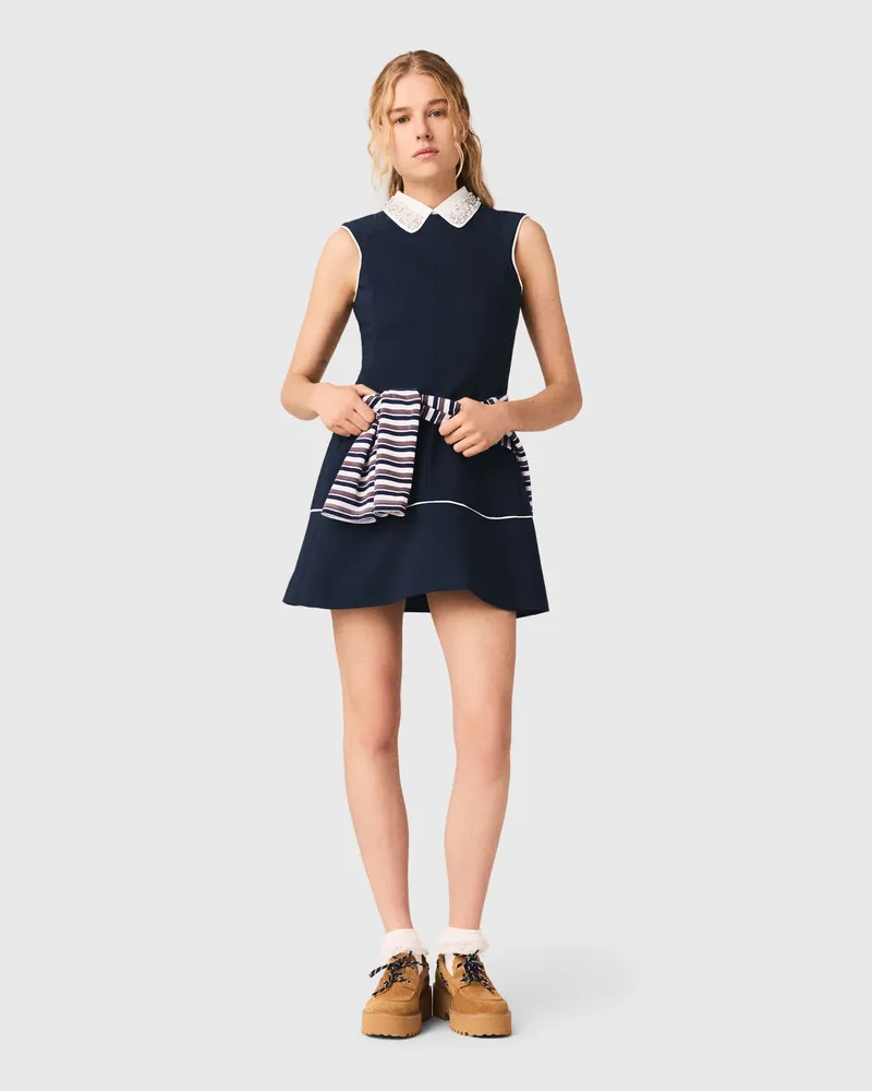 Maje A-linien-kleid Mit Kontrastpaspeln - Marineblau Marine