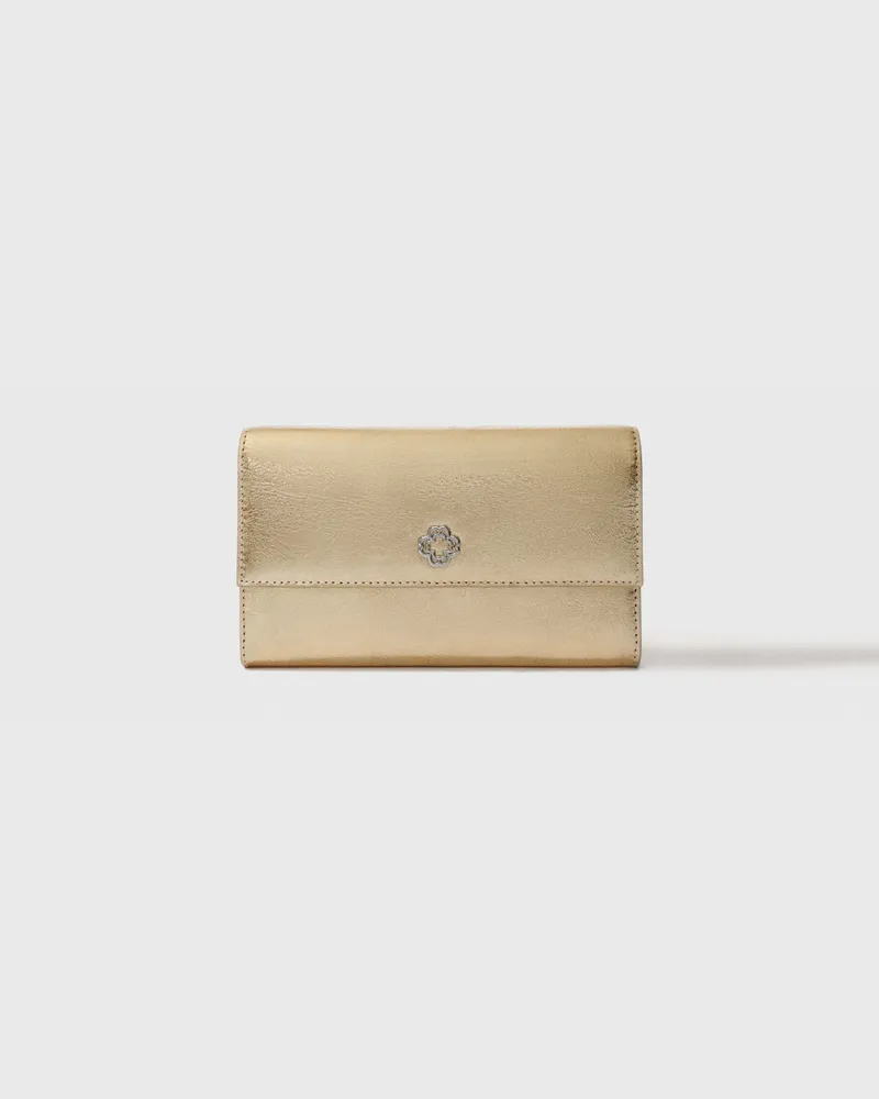 Maje Leder-clutch Mit Kette - Golden Golden
