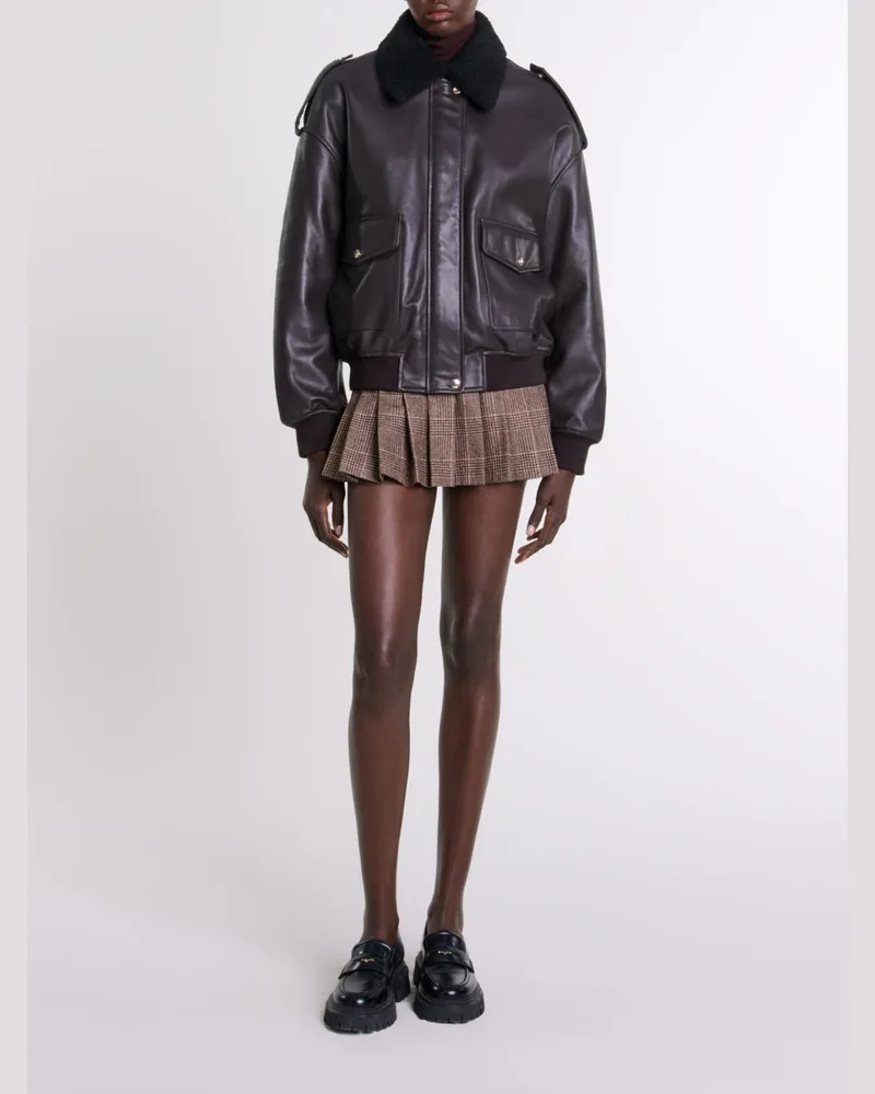 Maje Oversize-lederjacke - Braun Braun