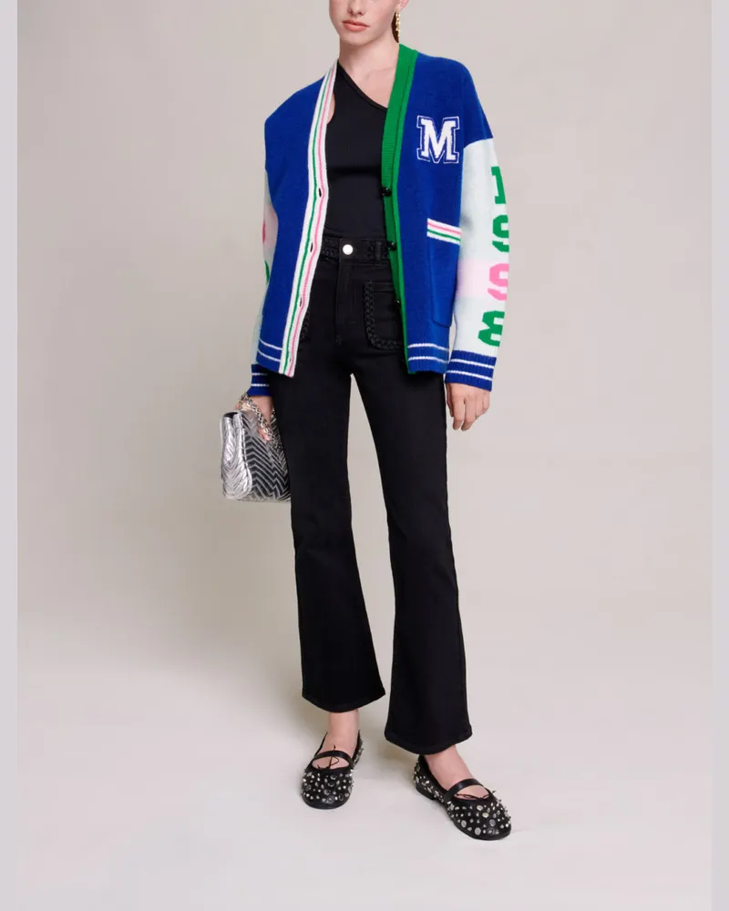 Maje Schwarze Jeans, Taschen & Flechtdetails Schwarz