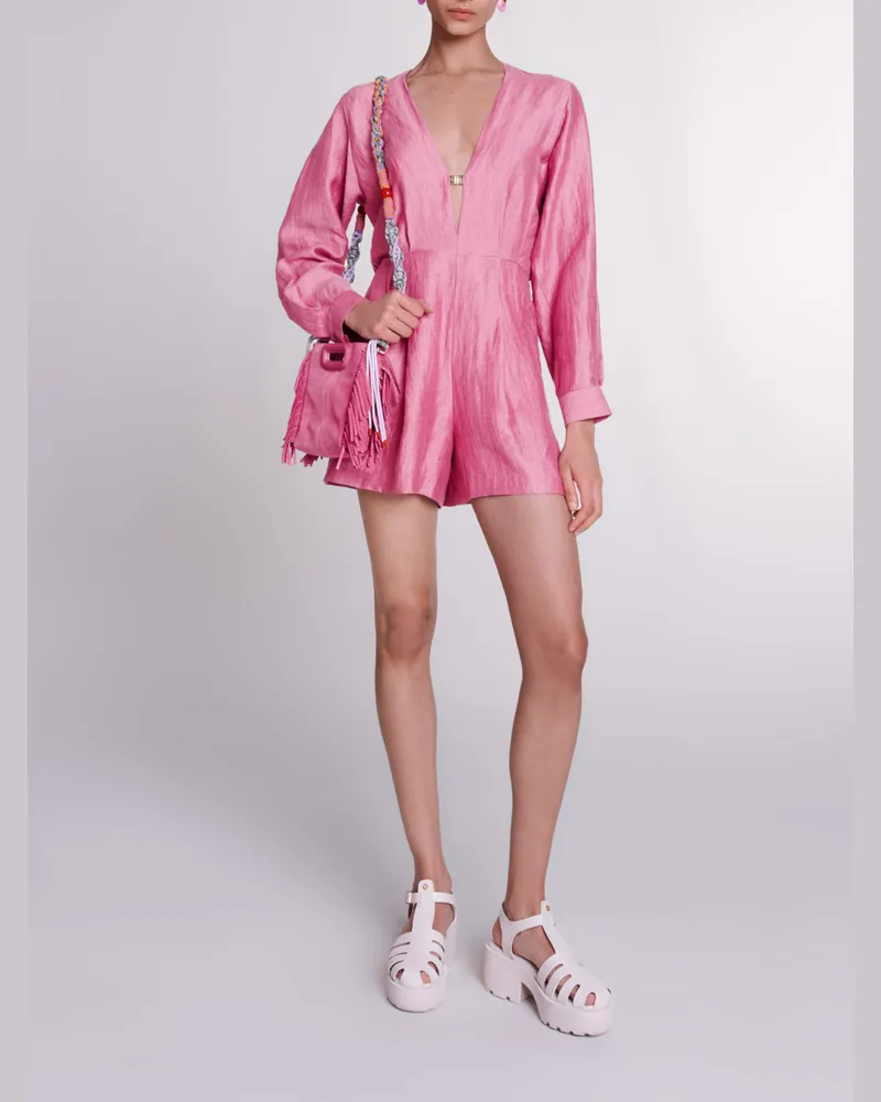 Maje Playsuit Aus Leinen - Rosa Rosa