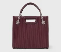 Mini-einkaufstasche Aus Gestepptem Leder - Weinrot