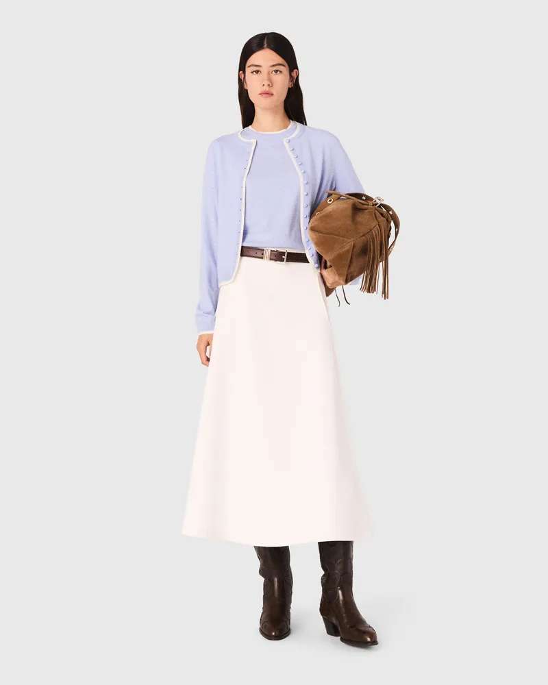 Maje Cardigan Aus 100% Wolle Mit Strass - Blau Blau