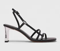 Sandale Mit Riemen Und Metallabsatz - Schwarz