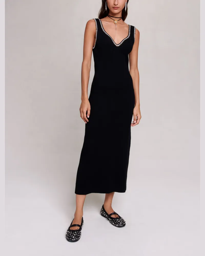 Maje Langes Strickkleid - Schwarz Schwarz
