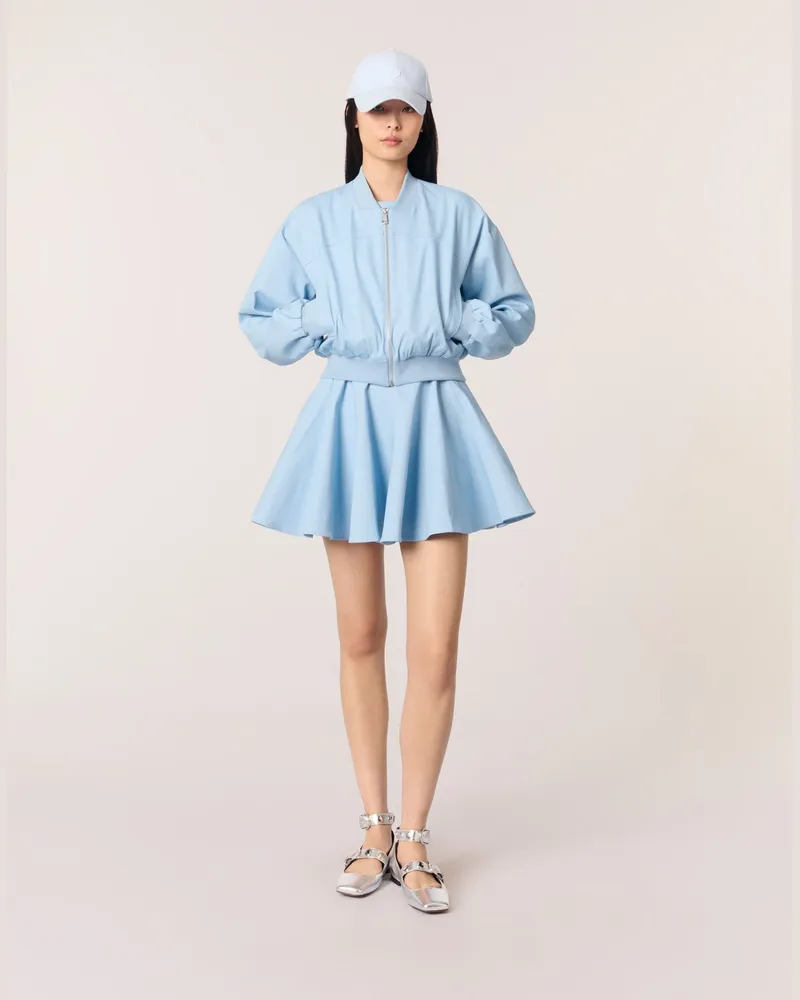Maje Kurzer Bomber-blouson Aus Denim - Blau Himmelblau
