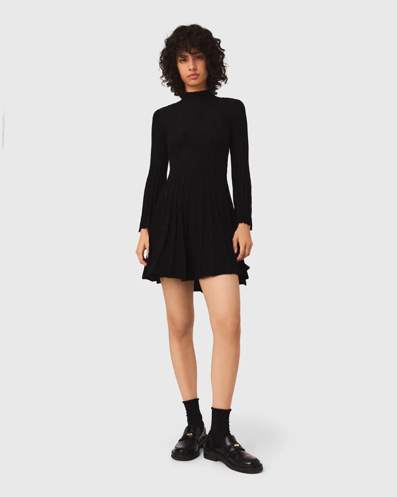 Maje Kurzes Skaterkleid Mit Stehkragen - Festliche Kleidung - Schwarz Schwarz