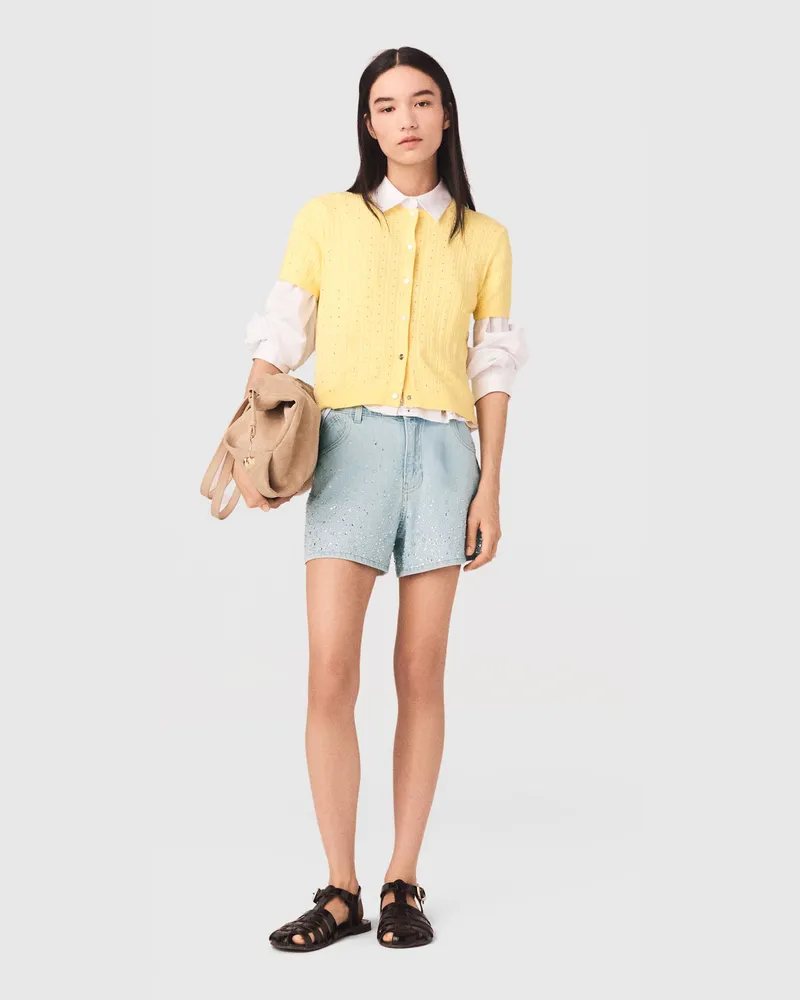 Maje Shorts Mit Strass - Blau Himmelblau