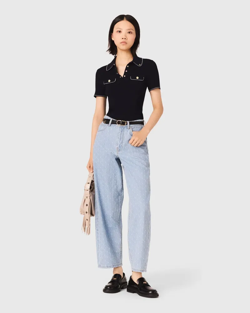 Maje Kurzarm-poloshirt - Marineblau Marine