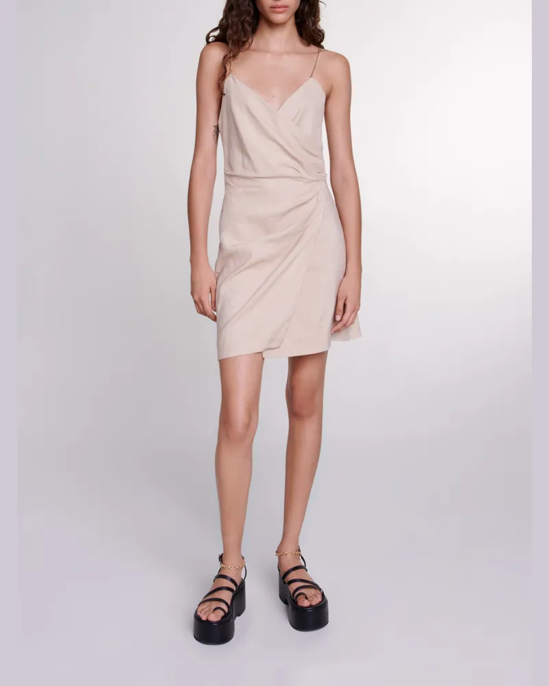 Maje Kurzes Drapiertes Kleid - Beige Beige