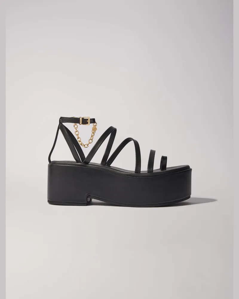 Maje Keilsandalen Aus Leder - Schwarz Schwarz