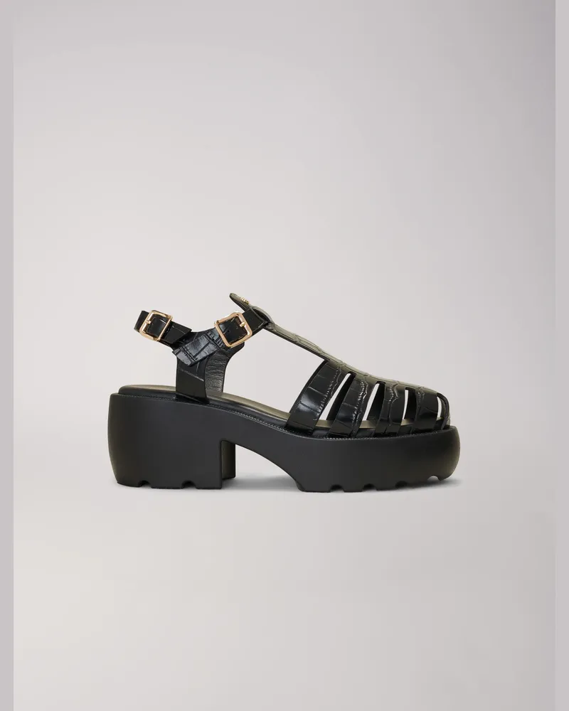 Maje Profilierte Ledersandalen - Schwarz Schwarz