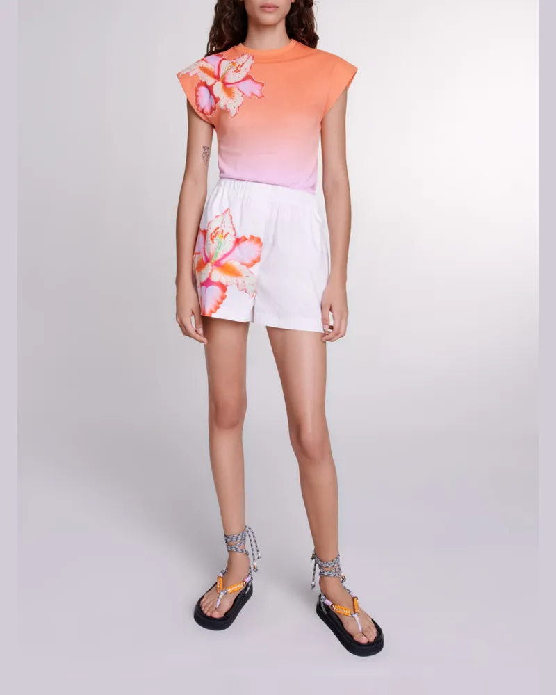 Maje T-Shirt Mit Schulterpolstern - Tie-dye Orange Tie-dye