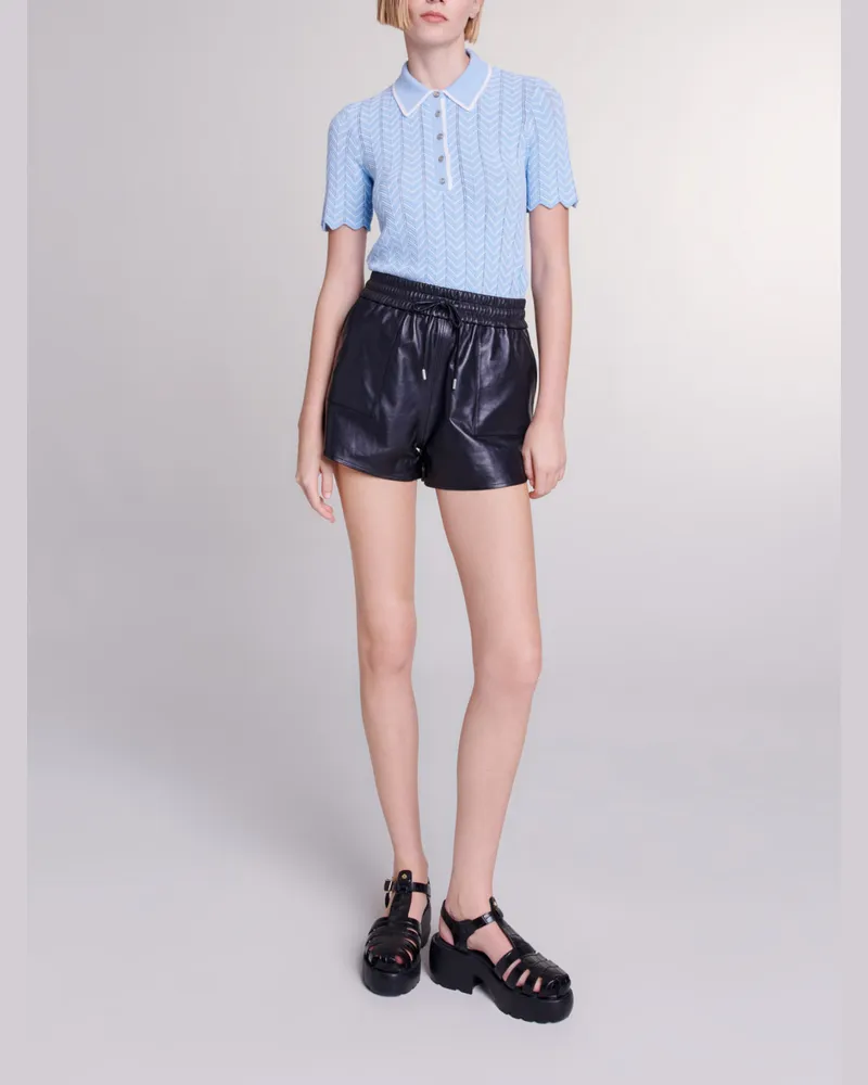 Maje Shorts Aus Leder - Schwarz Schwarz