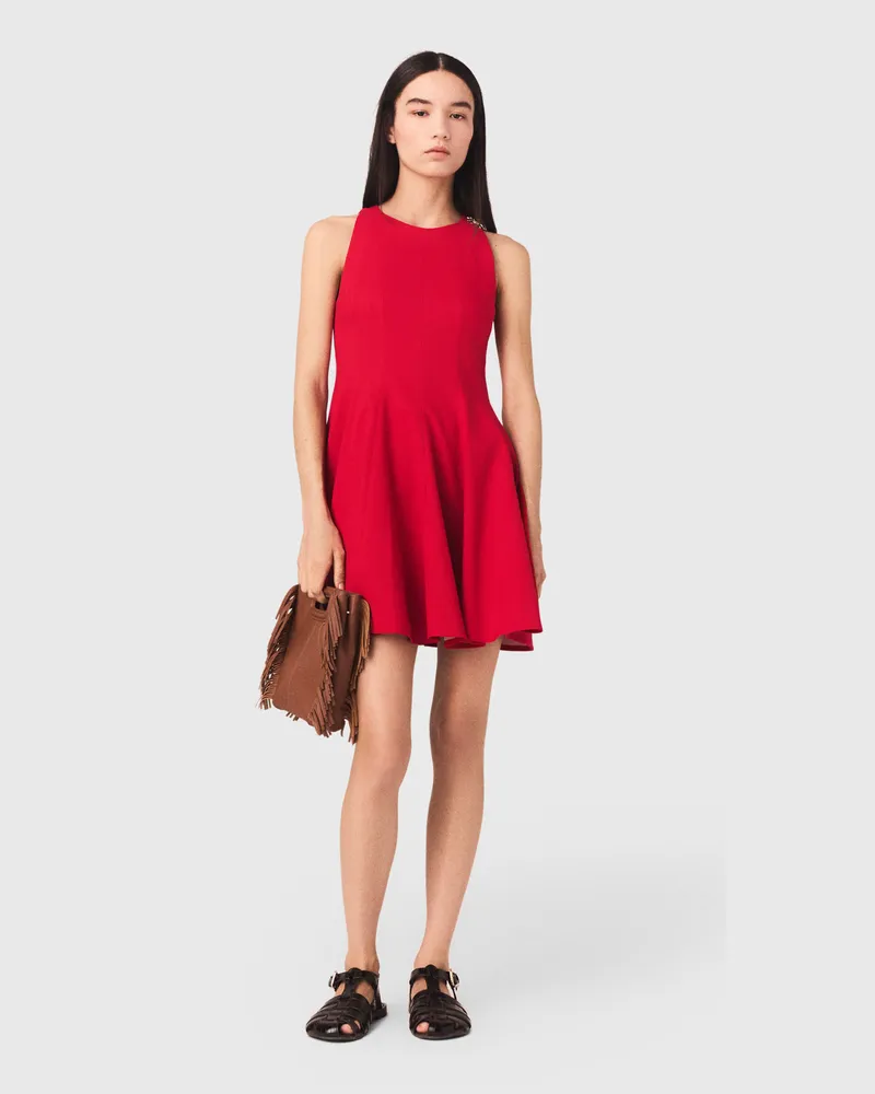 Maje Kurzes Ausgestelltes Leinenmixkleid - Rot Rot