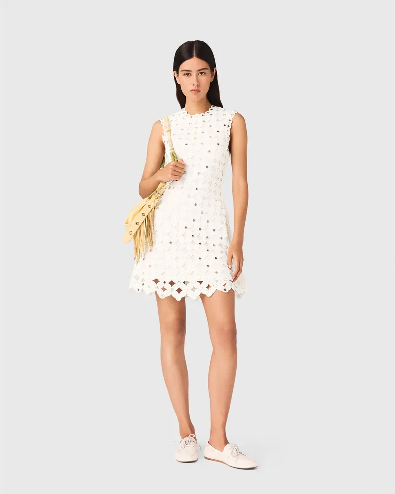 Maje Häkelkleid Mit Spiegeln - Weiß Weiß