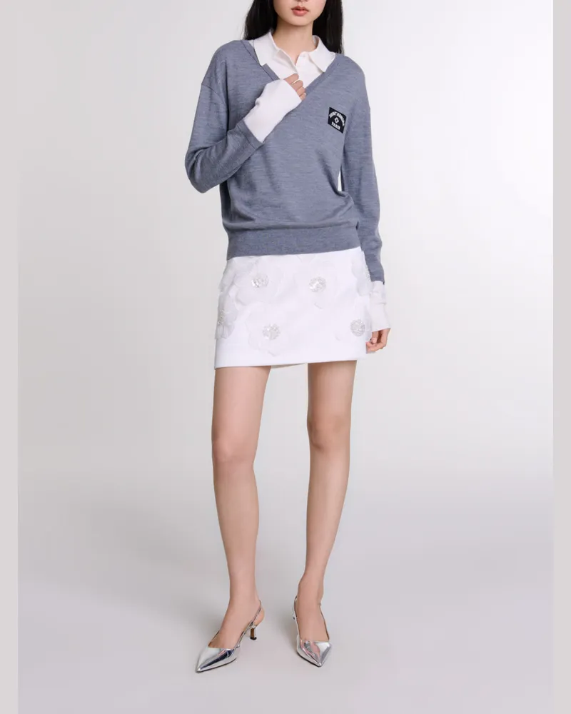 Maje Trompe L'Oeil-pulli Wollmischgewebe - Grau Grau