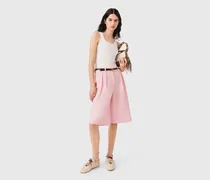 Bermudas Mit Falten Aus Leinenmix - Rosa