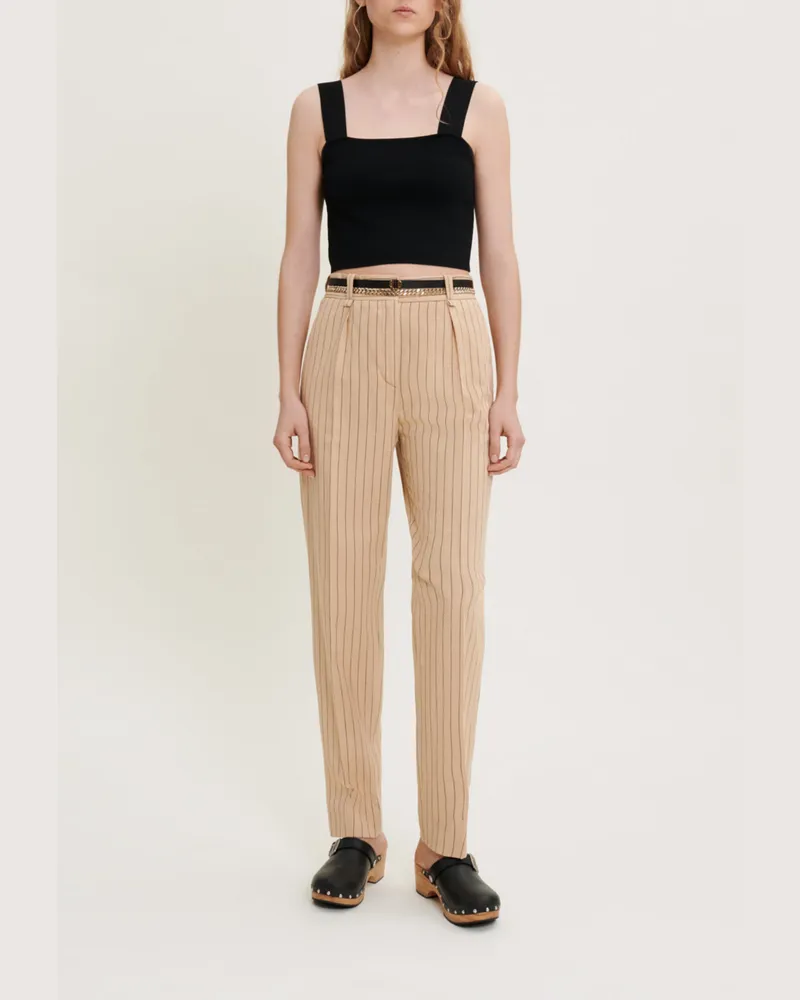 Maje Eng Anliegende Hose Mit Streifen - Beige Beige