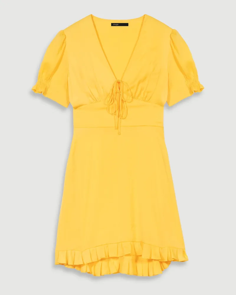 Maje Kleid Mit Kurzen Ärmeln - Gelb Gelb
