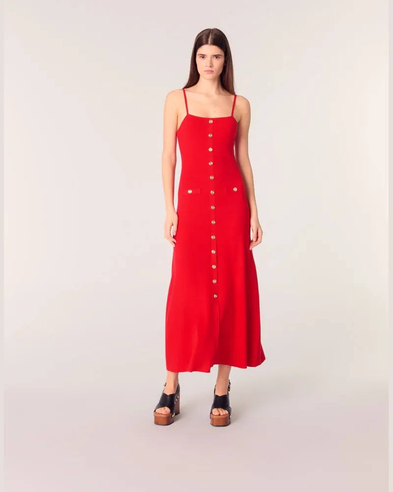 Maje Langes Kleid Aus Rippstrick - Rot Rot
