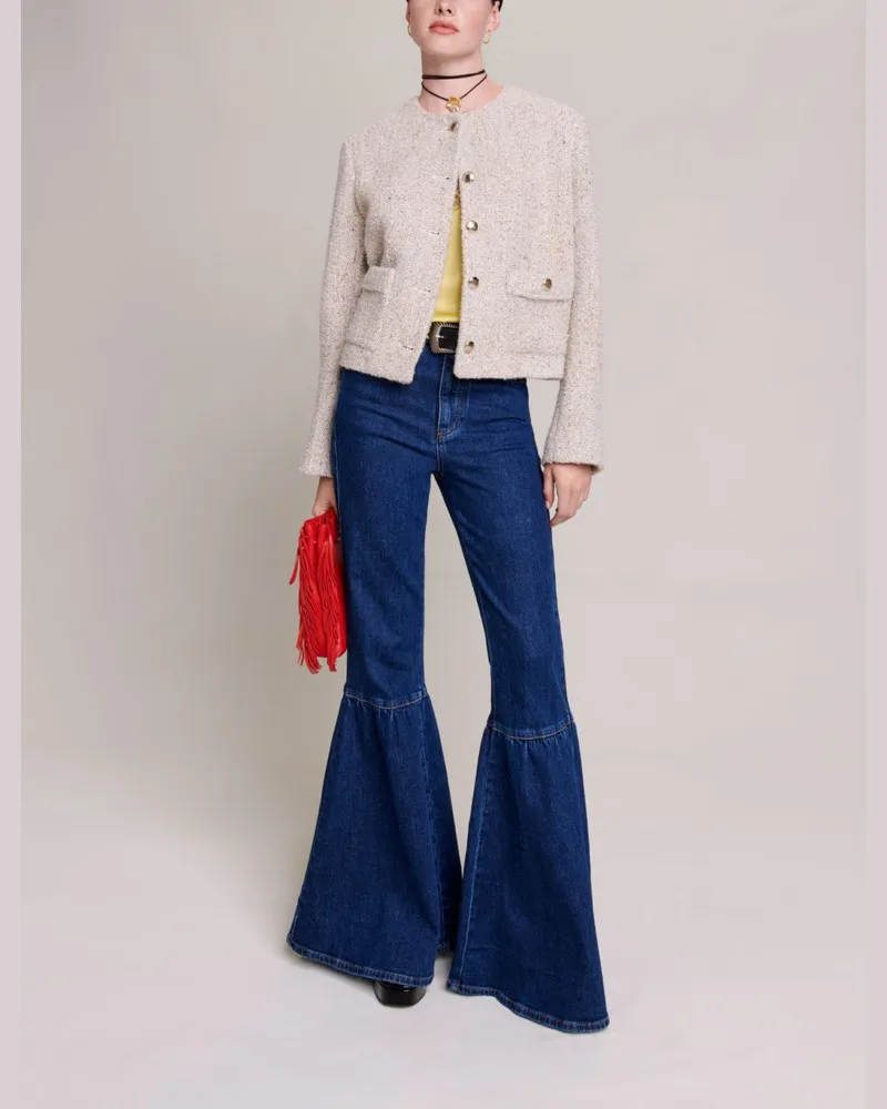 Maje Kurze, Gerade Geschnittene Jacke - Beige Beige