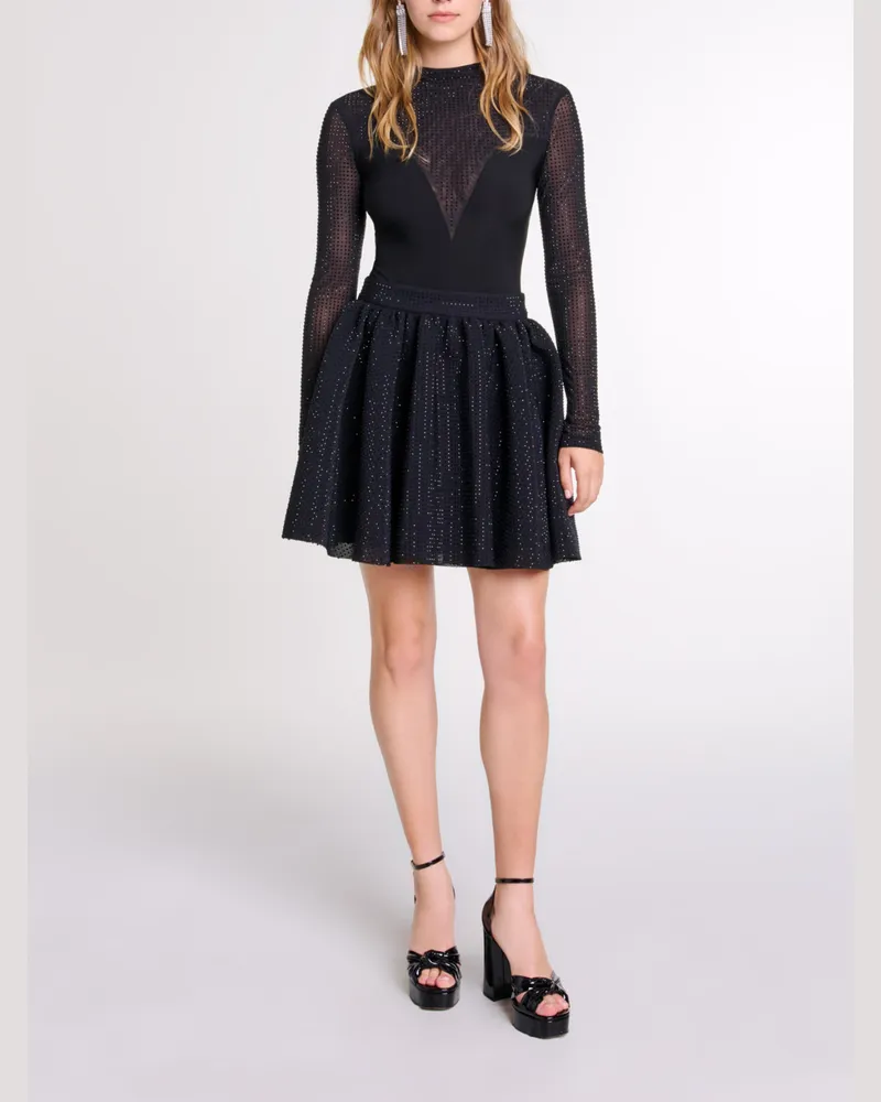 Maje Kurzer Weiter Rock Mit Strass - Abendgarderobe - Schwarz Schwarz