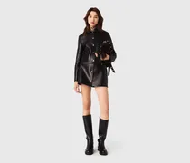 Kurze Lederjacke - Schwarz