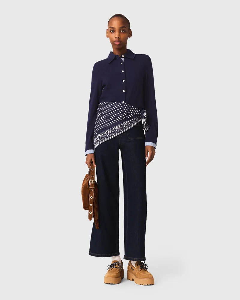 Maje Polo-cardigan Mit Abnehm-teilen - Marineblau Marine