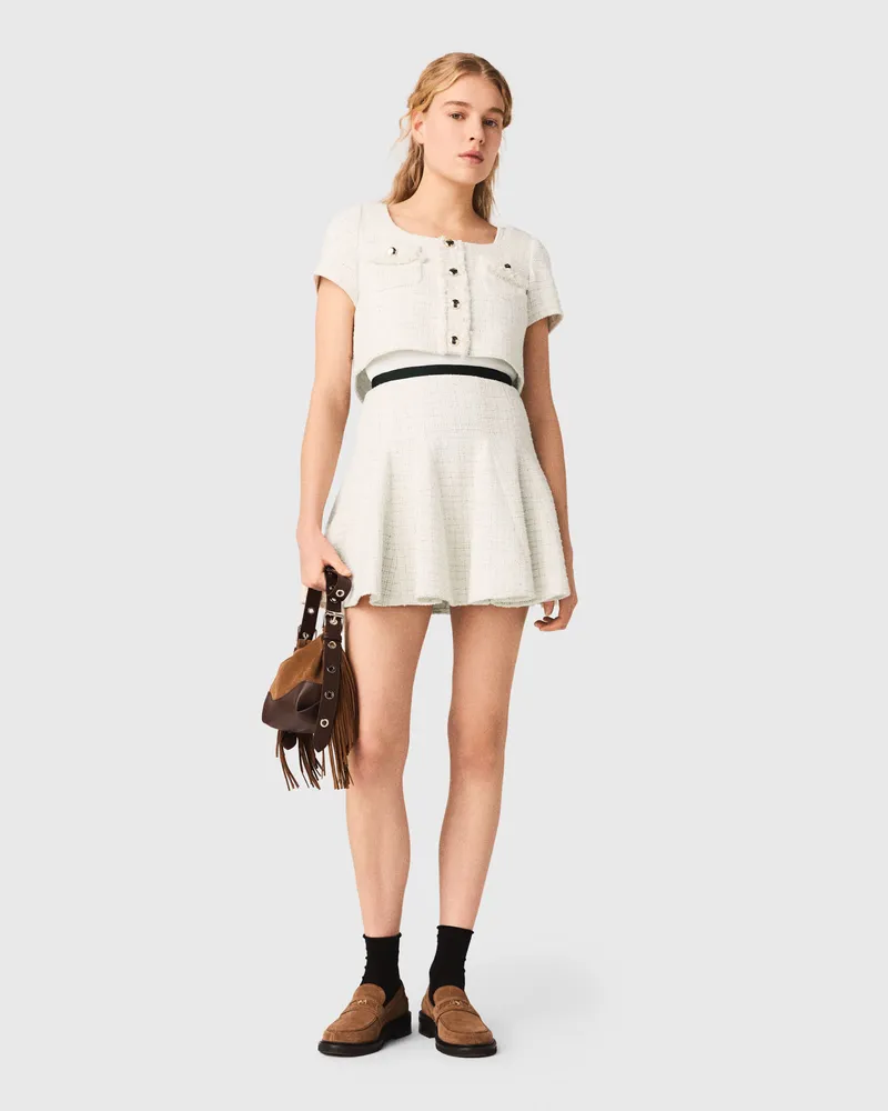 Maje 2-in-1 Tweed-kleid - Ecru Ecru