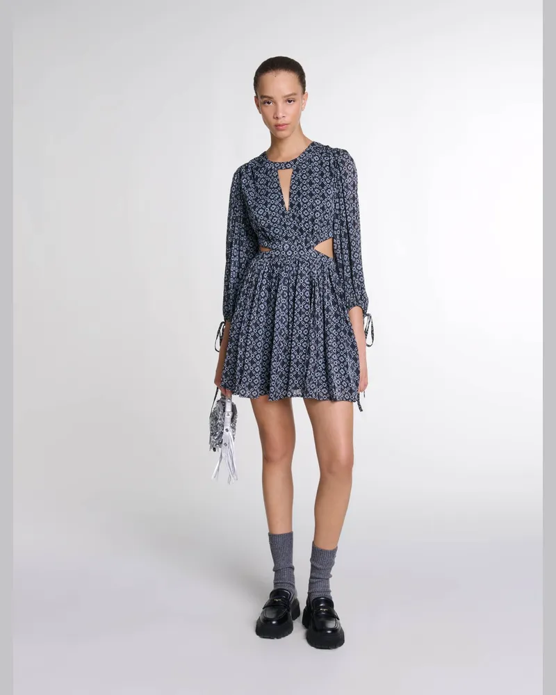 Maje Kurzes Kleid Mit Clover-print - Imprime Clover Noir Imprime