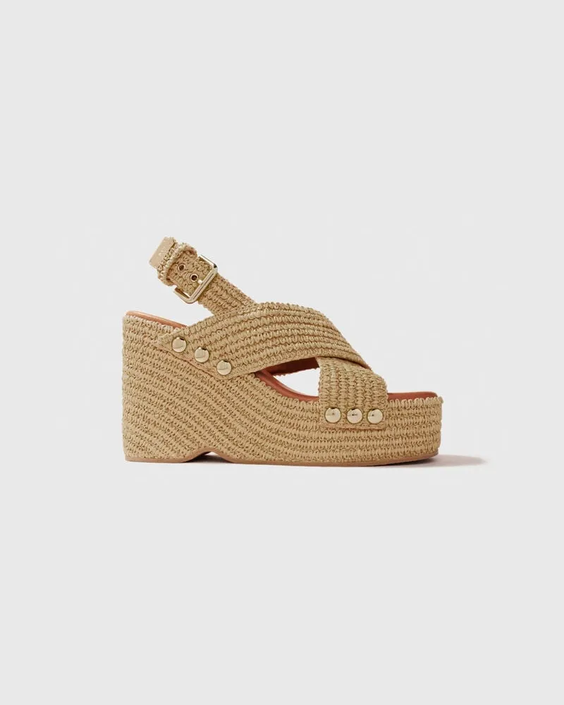 Maje Plateausandalen In Bastoptik - Beige Beige