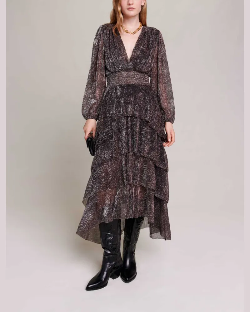 Maje Langes Rüschenkleid - Braun Braun